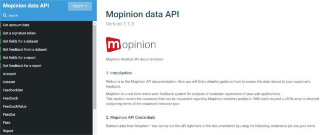 Mopinion: June Product Update - API documentation