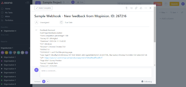 Mopinion: Tying it all together: Mopinion launches new integration with Asana - Data in Asana
