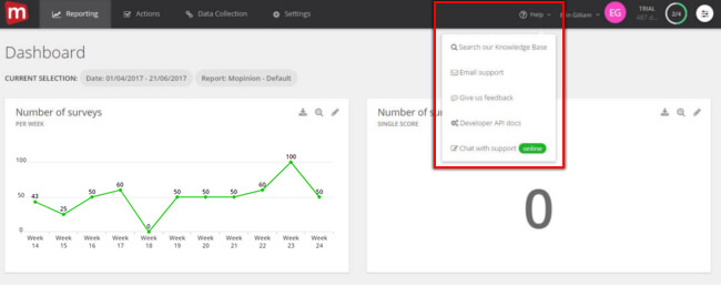 Mopinion: June Product Update - Help Option in Navigation