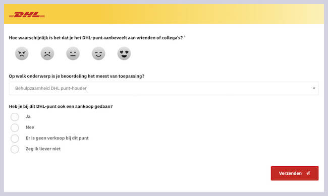 email klantfeedback dhl vervolgvraag