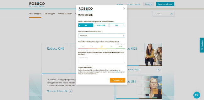 Mopinion: A sound investment: How Robeco improves the online experience with customer feedback - Robeco Feedback Form 2