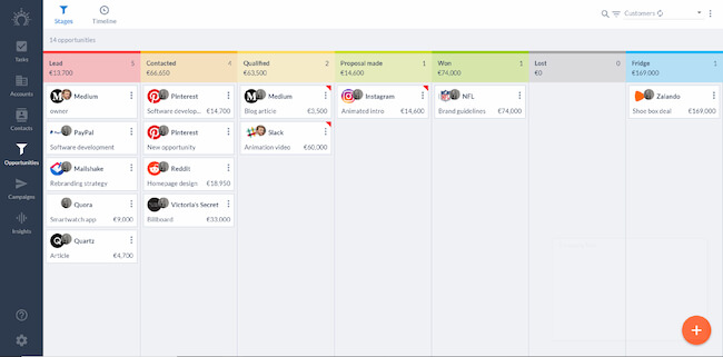 CRM Software Salesflare's sales pipeline