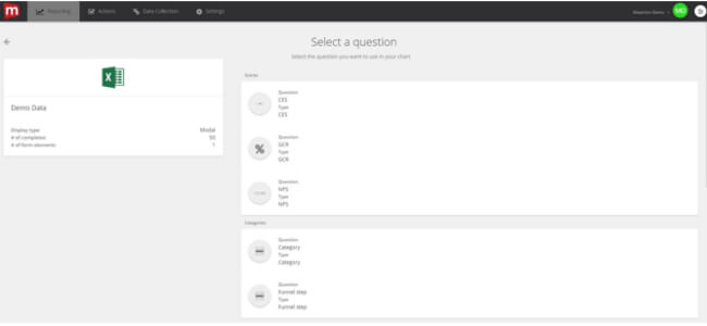 Mopinion: Building your user feedback dashboards: the easy way - Select a question