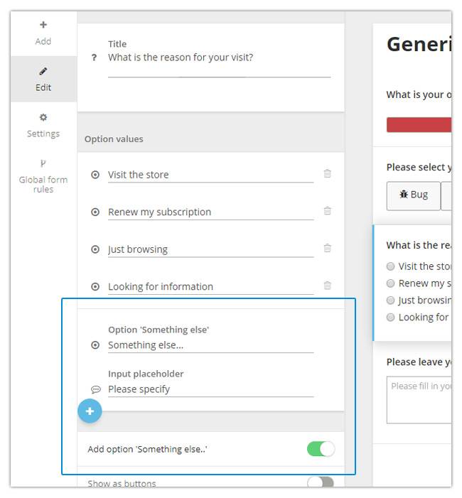 Mopinion: November Product Update: introducing new metrics to monitor your feedback forms - Something else input