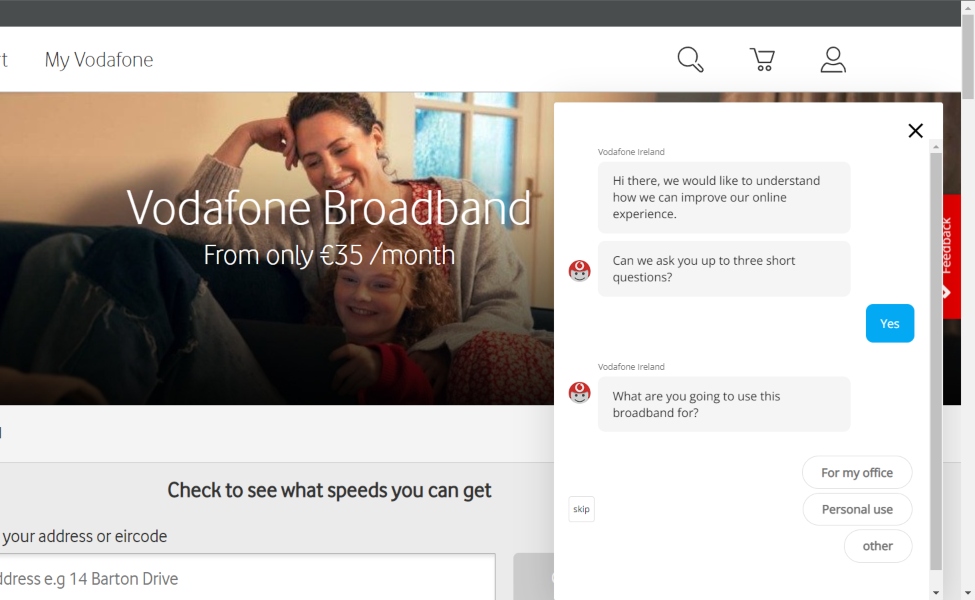 Vodafone conversational feedback example