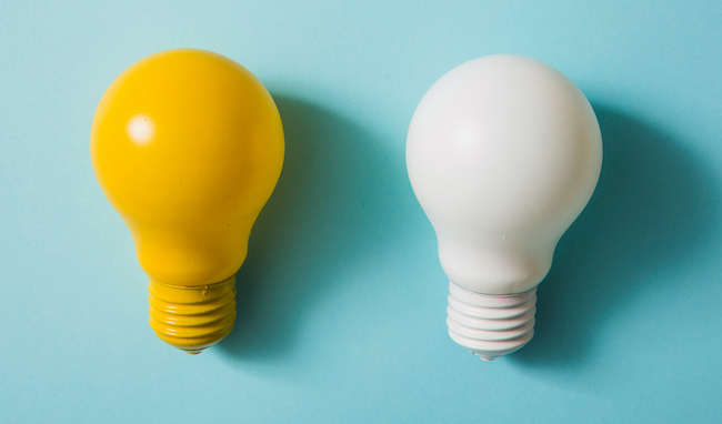 yellow-white-light-bulb-blue-background