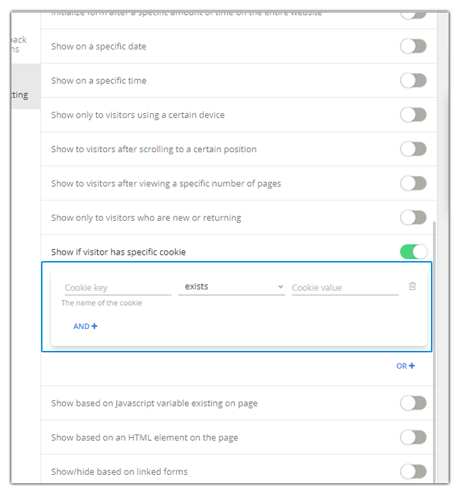 Mopinion: November Product Update: introducing new metrics to monitor your feedback forms -  AND conditions with cookie