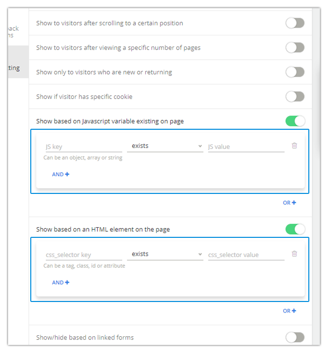 Mopinion: November Product Update: introducing new metrics to monitor your feedback forms -  AND condition with Javascript and HTML_