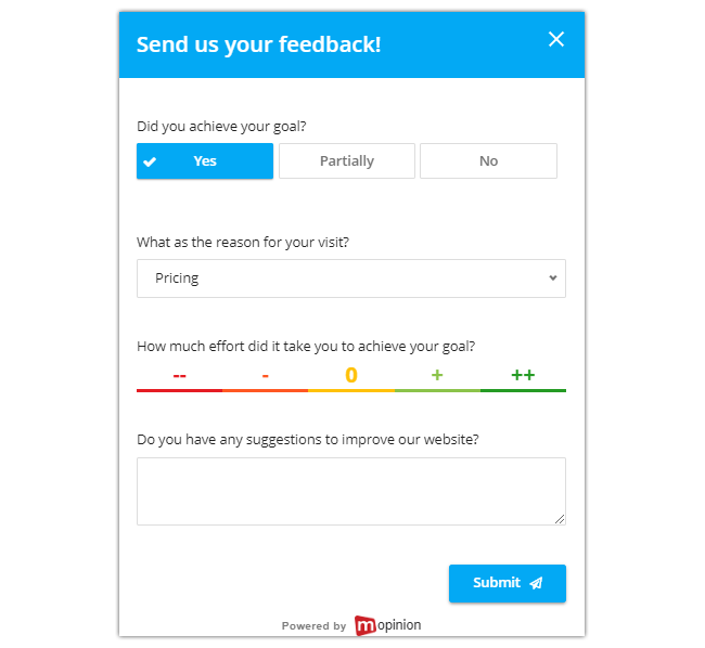 Mopinion: Best Feedback Form Templates for Customer Effort Score (CES) - CES + GCR