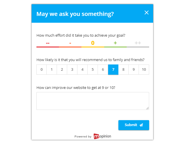 Mopinion: Best Feedback Form Templates for Customer Effort Score (CES) - CES + NPS