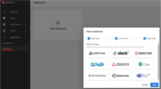 Create webhooks for feedback