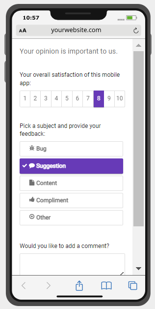 CSAT mobile template example