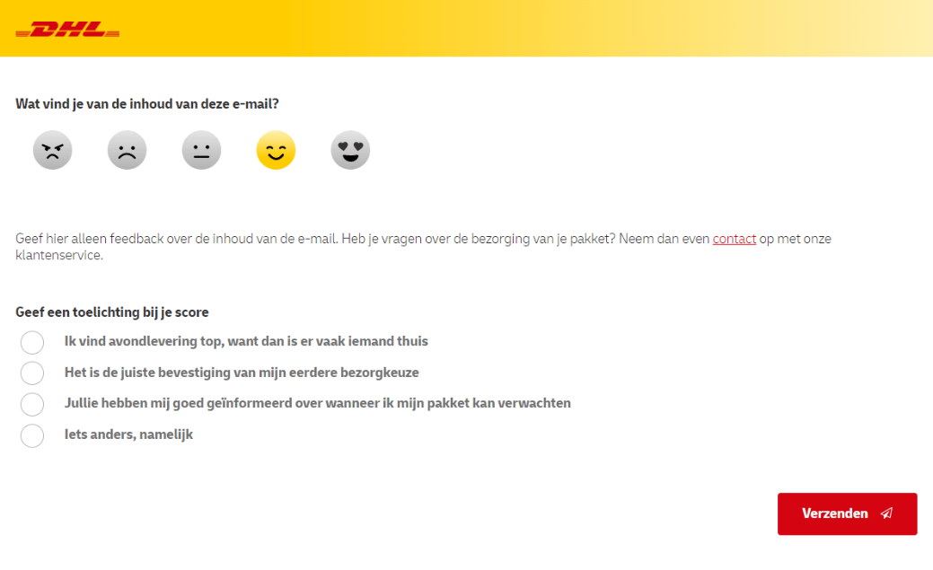 DHL service email feedback