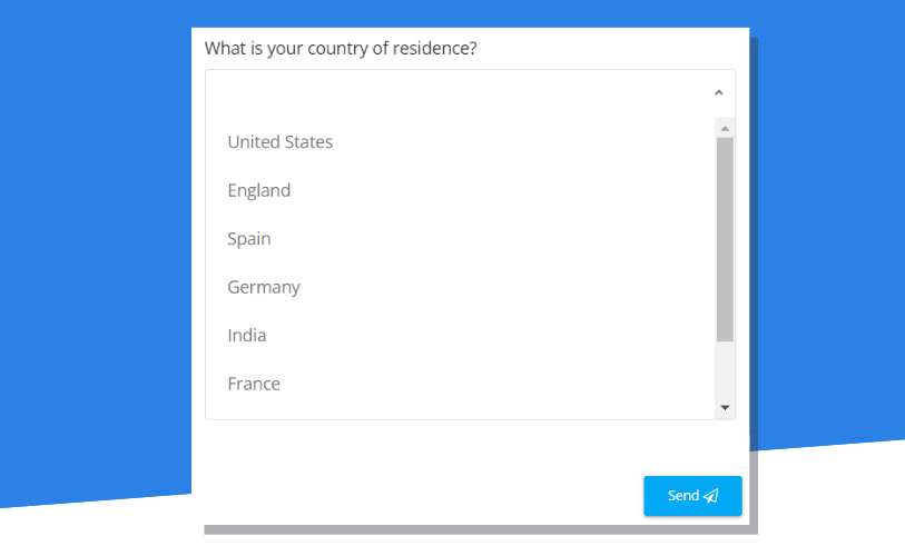 Example of a drop-down survey question