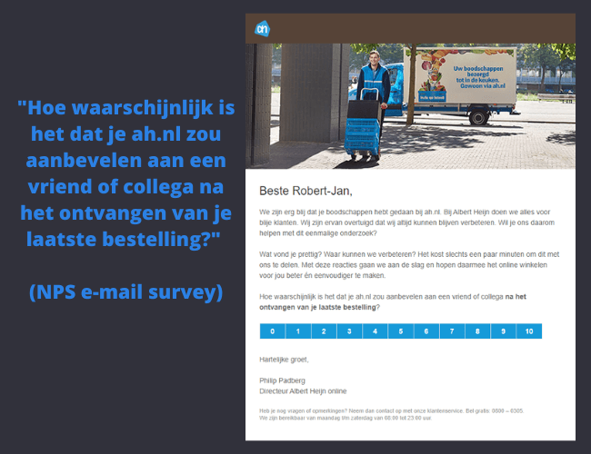 Dutch 45 ecommerce questions AH email feedback NPS