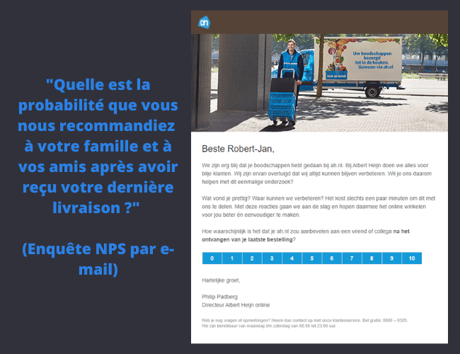 Ecommerce survey question Albert Heijn French