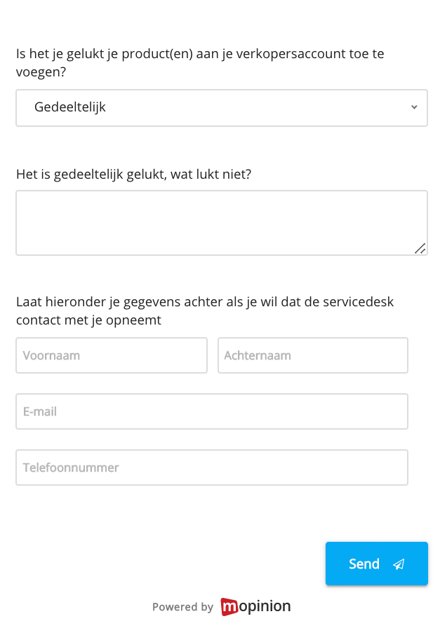Mopinion: Voorbeeld van een GCR feedbackformulier voor verkopers
