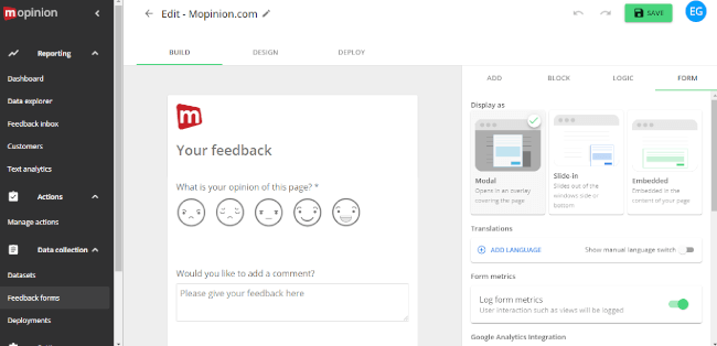 Mopinion: Is user feedback the missing ingredient to SaaS software testing? -  form builder