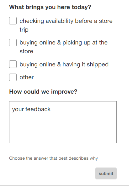 Help us improve survey Target