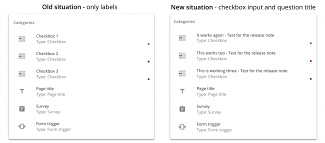 Improved titles for check boxes, likerts, and matrixes