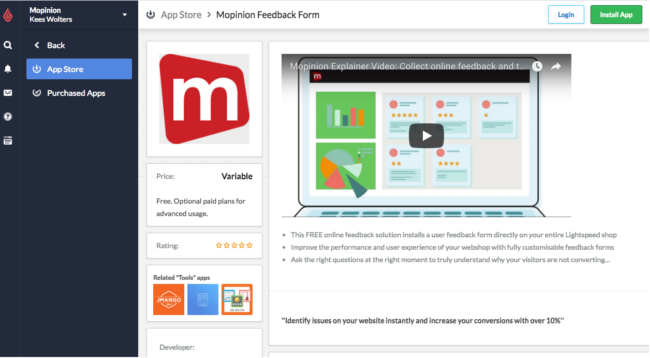 Mopinion: Mopinion app integration now available in Lightspeed app store - Mopinion in app store