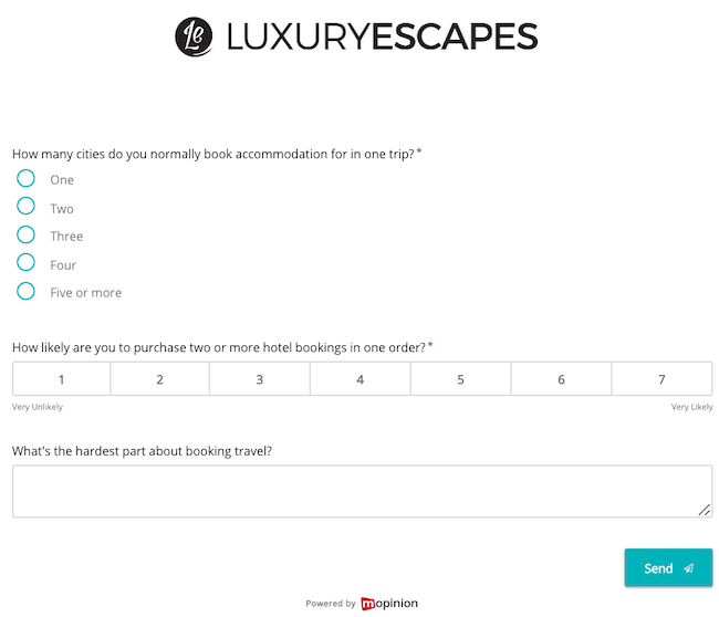 Mopinion: Luxury Escapes - strategic feedback form
