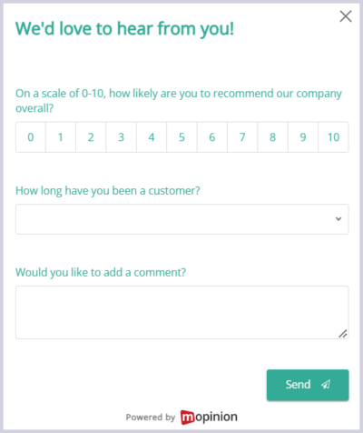 Example of a Relational NPS survey