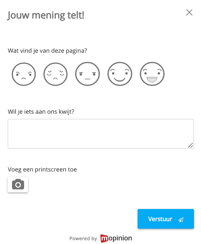 website feedbackformulier tevredenheid