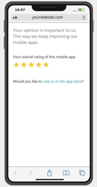 Star rating in mobile app survey
