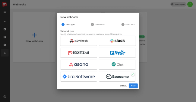 Mopnion: Mopinion integrates with collaboration app Basecamp -Select Basecamp