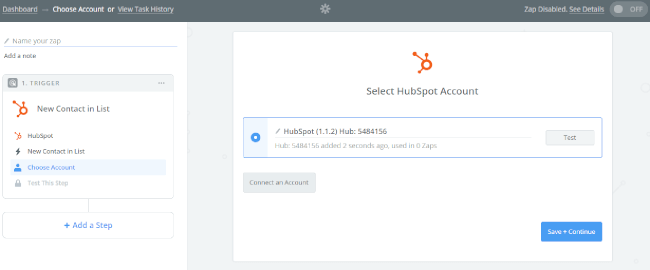 Mopinion: Integrate Mopinion with HubSpot CRM using Zapier - Select Hubspot account