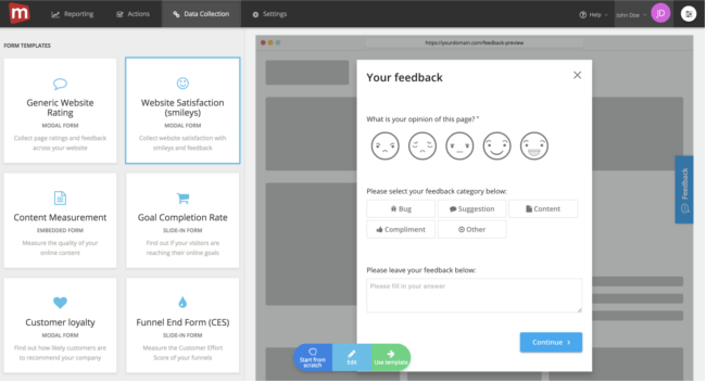 Mopinion: October Product Updates: featuring new onboarding flows - Template Picker