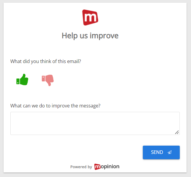 Thumbs survey landing page
