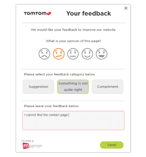 Mopinion: What if you only needed one script for all your feedback buttons? - TomTom