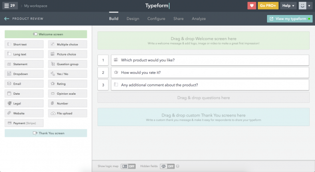 Typeform online survey software