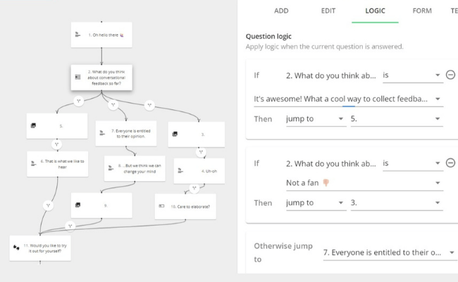 logic tree conversational feedback