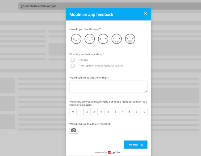 Voorbeeld in-app feedback