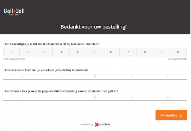 Gall & Gall feedback form Mopinion
